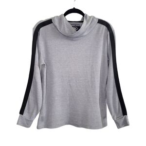 Amongst Others Men's Gray Waffle Knit Striped Sleeve Pullover Hoodie Size M